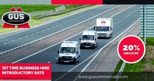 Gus Commercials rental vehicles travelling on a motorway in Northern Ireland